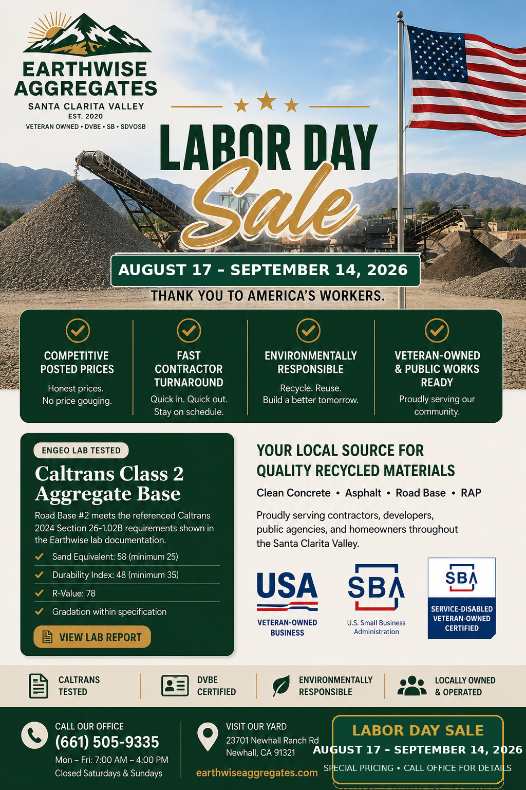 Earthwise Aggregates current special prices flyer