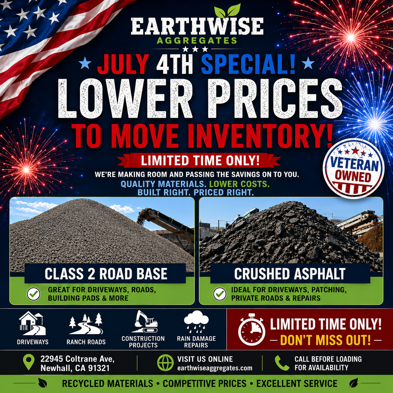 Earthwise Aggregates limited-time special prices flyer